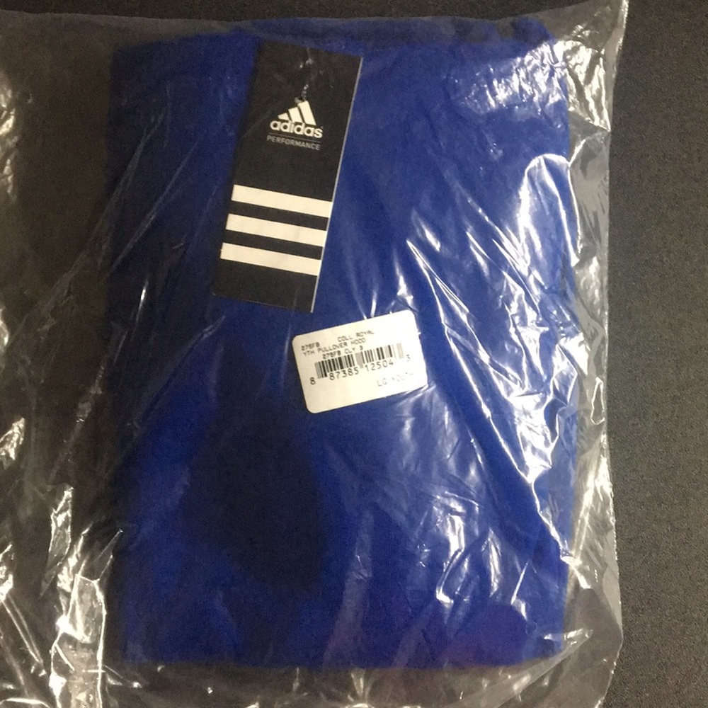New with tags youth large Adidas Blue hoodie.
